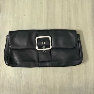 Vintage Black Clutch with Silver Buckle